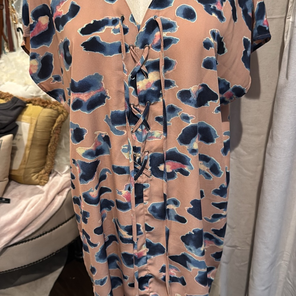 Buddy Love Pink and Blue Patterned Dress